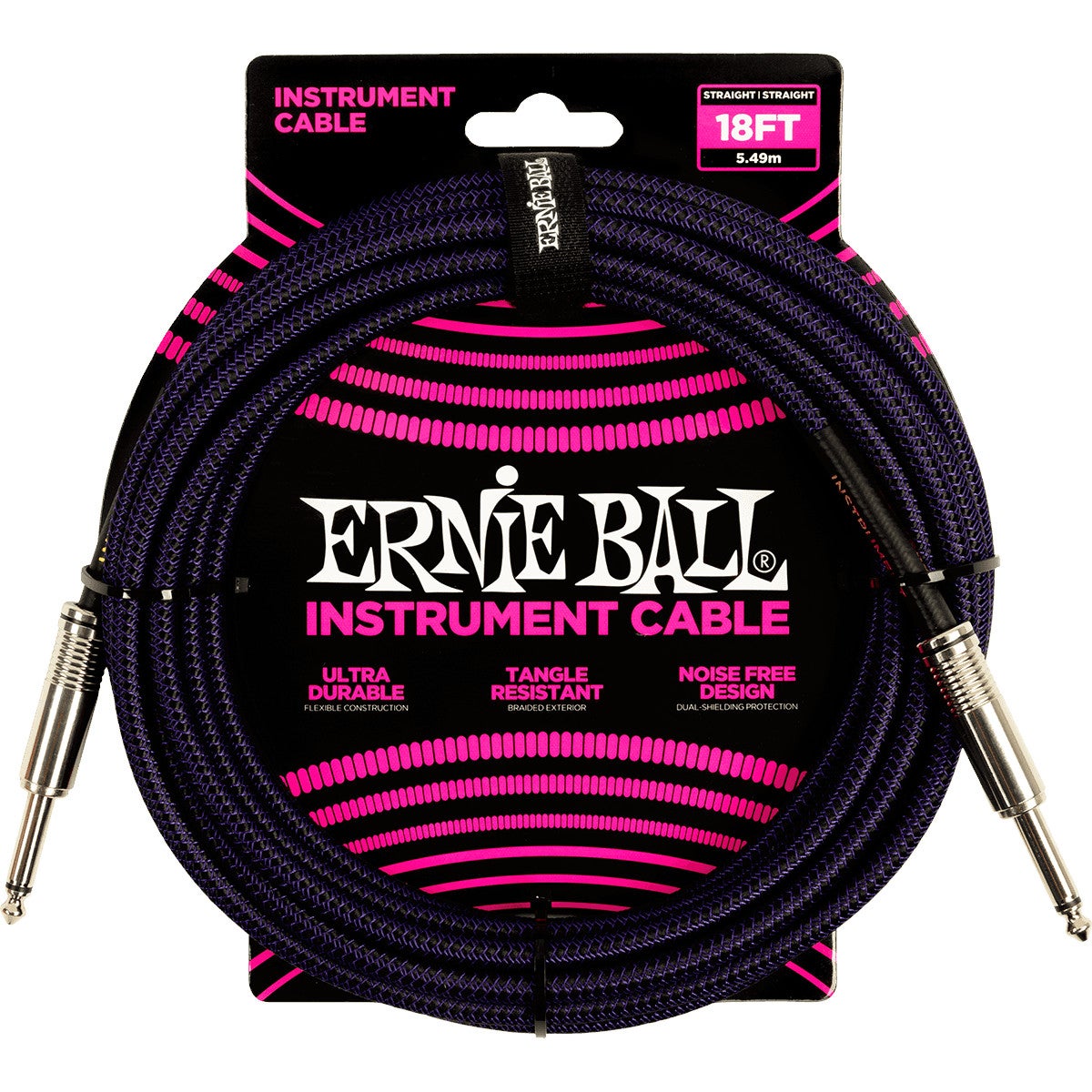 Ernie Ball 6395 braided instrument cable paars 5.5m