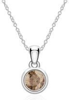 14 karaat witgouden ketting met rookkleurige kwarts hanger