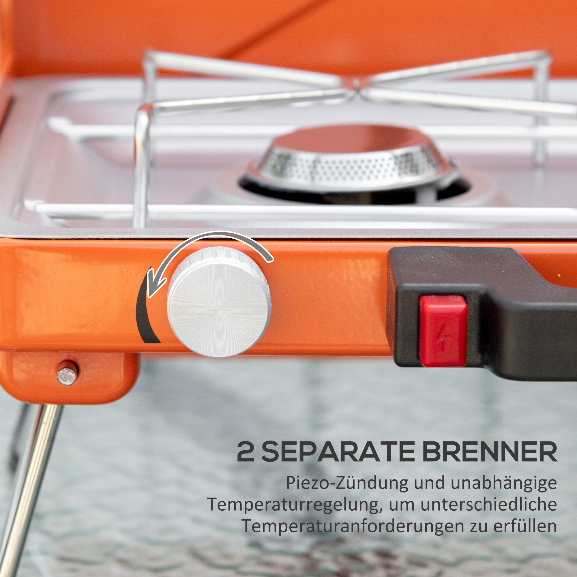 Outsunny Gasgrill mit Kofferdesign für leichten Transport orange 46,5L x 33,5B x 17,4H cm