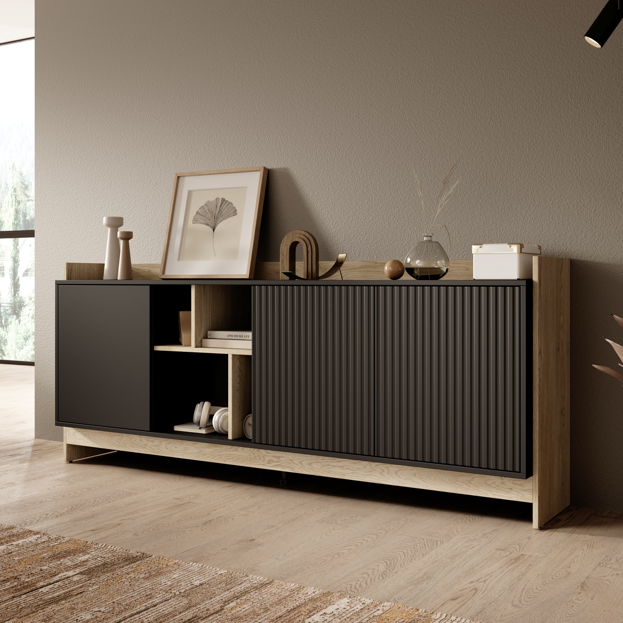 Benz - Dressoir - Zwart - 190x38x78 cm
