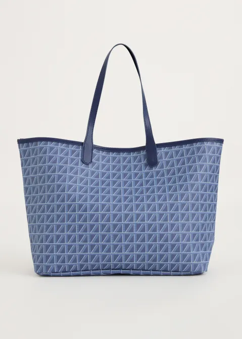 Shopper met print blauw (BLW.D)