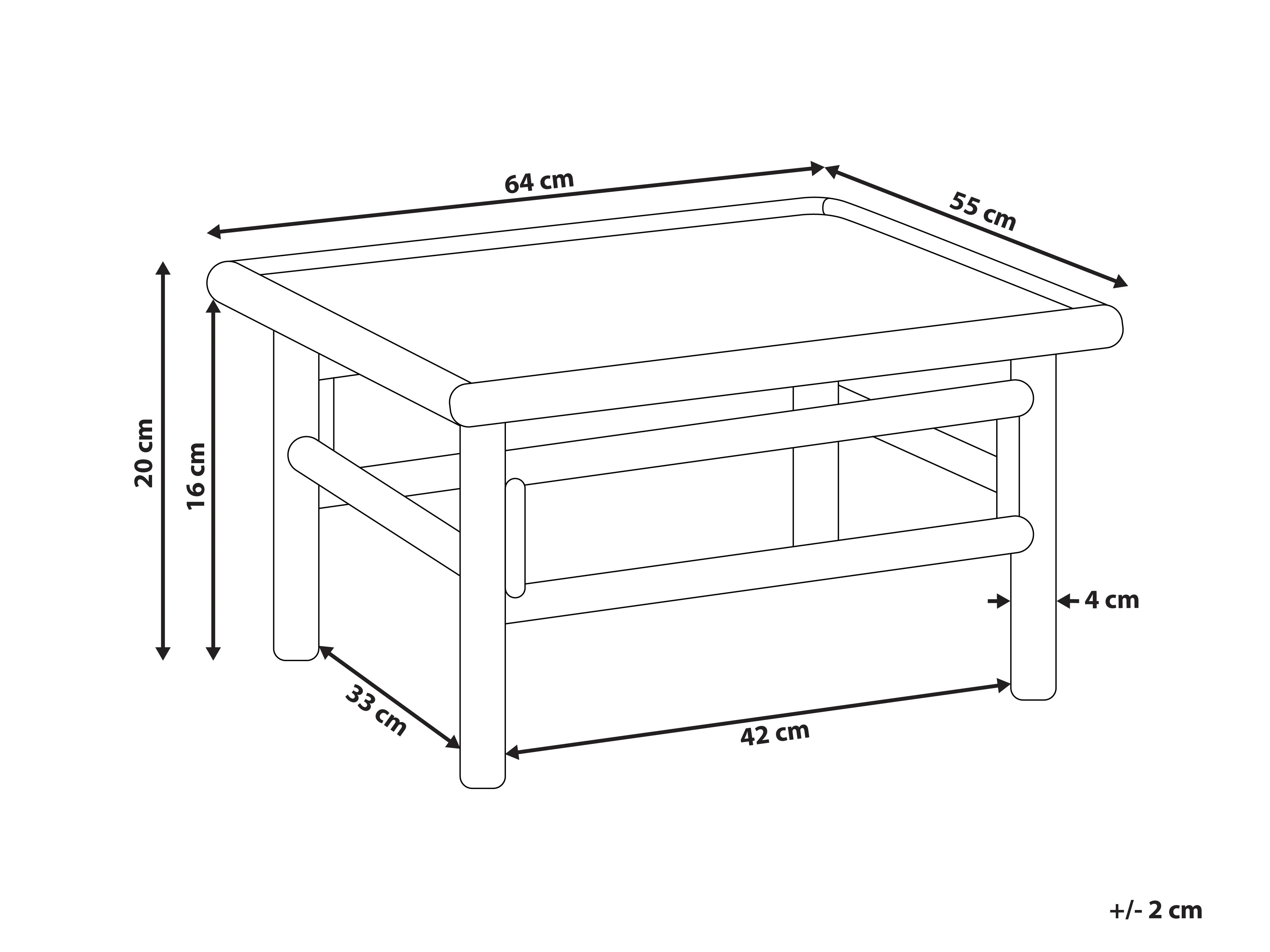 Tuin salontafel CERRETO 55 cm 64 cm Bamboehout Bruin