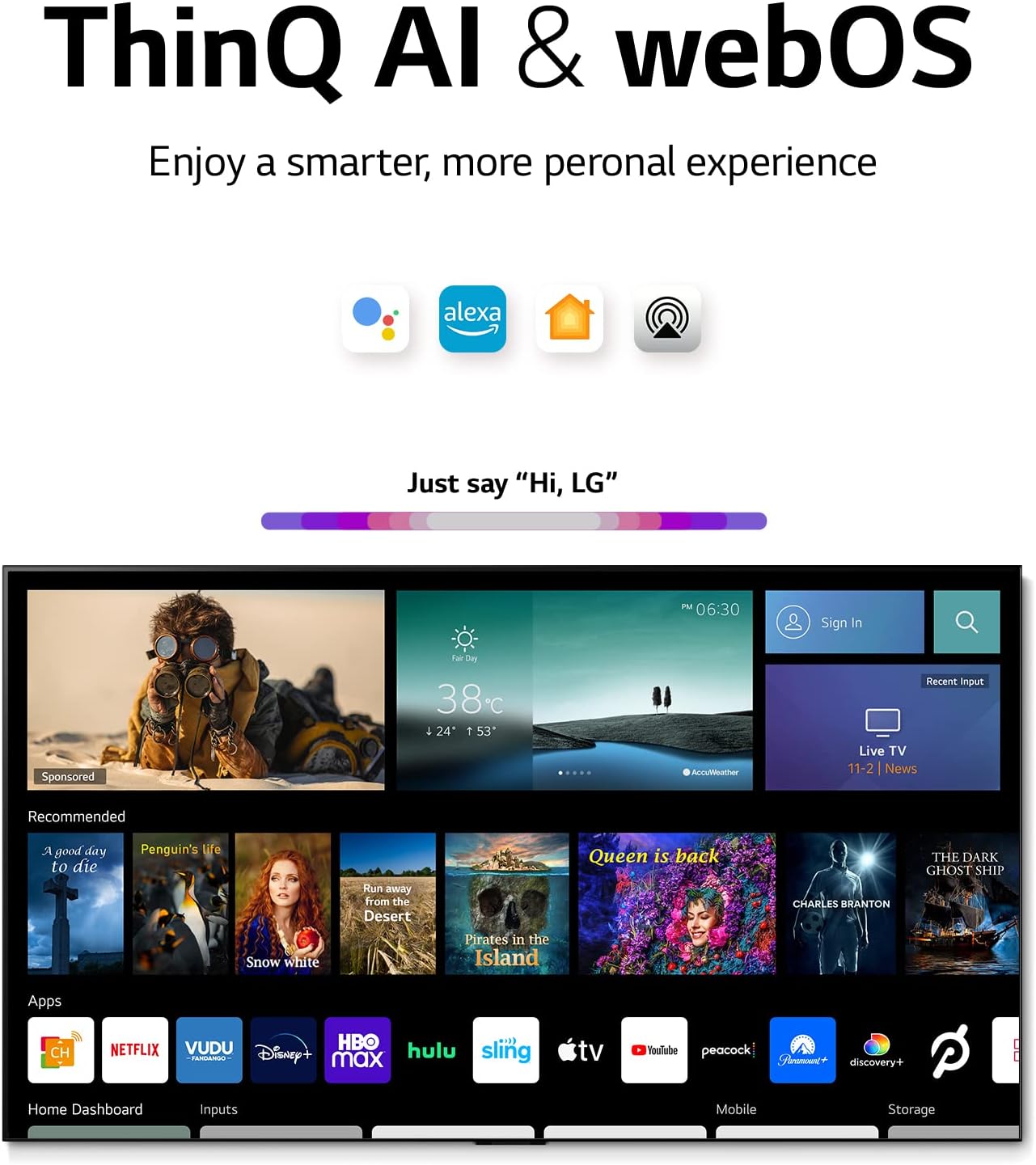 Smart TV LG Série C2 de 55 polegadas OLED evo OLED55C2PUA, 2022 - TV 4K com Inteligência Artificial, Alexa integrada, Prata Escuro