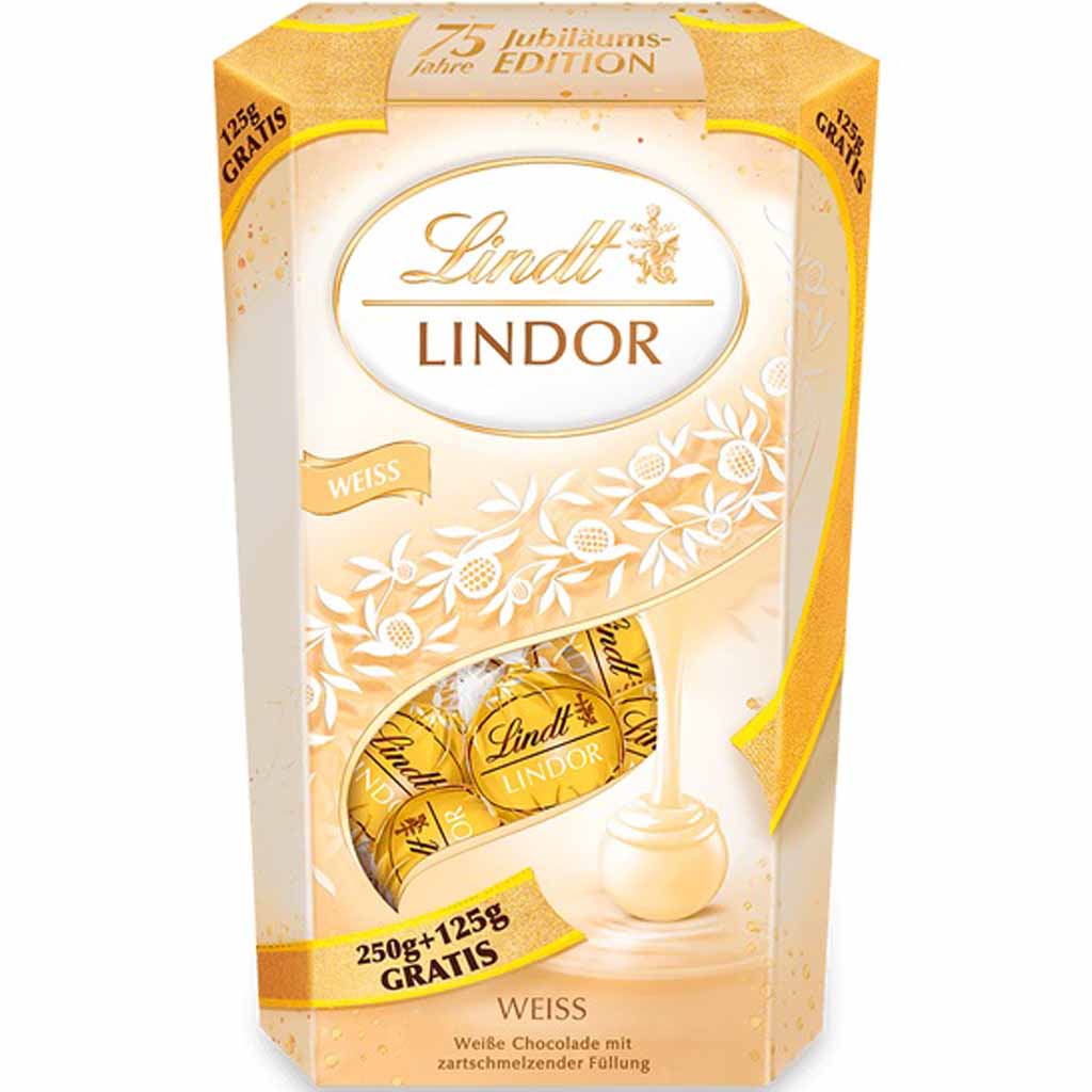 Lindt Lindor Kugeln Weiss 75 Jahre Jubiläum 375g MHD:28.2.25