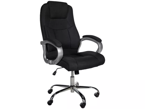 Chaise de bureau - Tissu & Métal chromé - Noir - XL Apoll