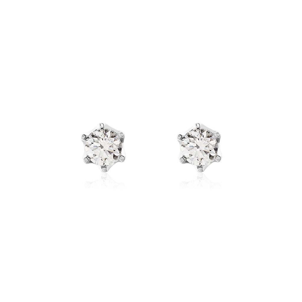 Boucles D'oreilles Puces Natalia Pl Platine Blanc Diamant