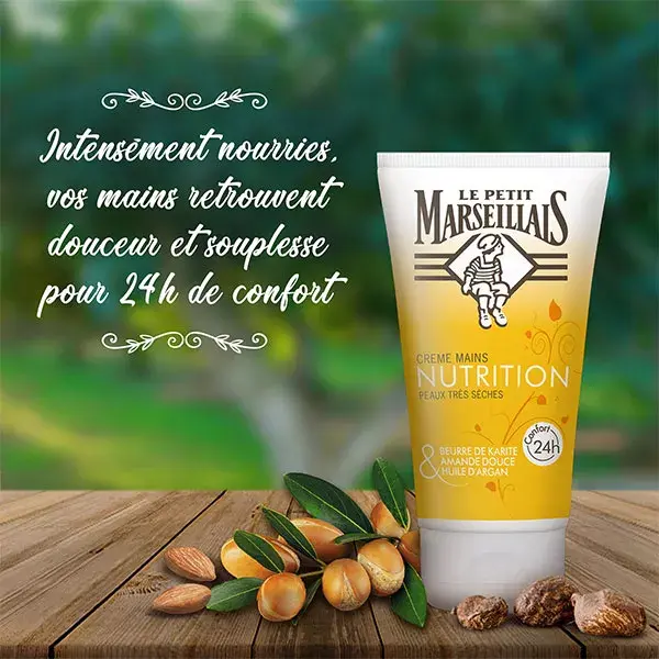 Creme nutritivo para as mãos Le Petit Marseillais com manteiga de karité, amêndoas doces e óleo de argan 75ml