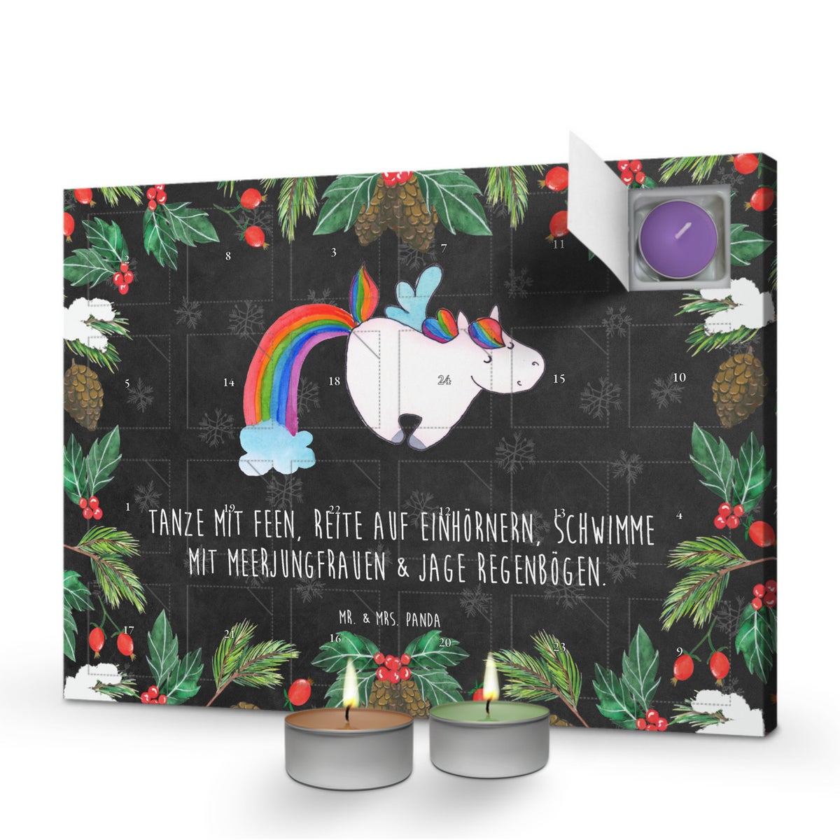 Mr. & Mrs. Panda Geurkaars Adventskalender Eenhoorn Pegasus - Zwart