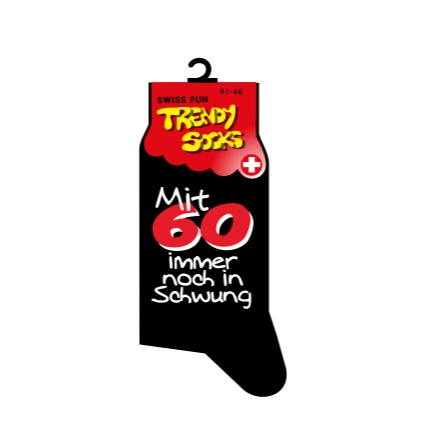 (1 Paar) Gr. 41-46 Baumwoll Socken 60. Geburtstag Fashion Strümpfe - Schwarz