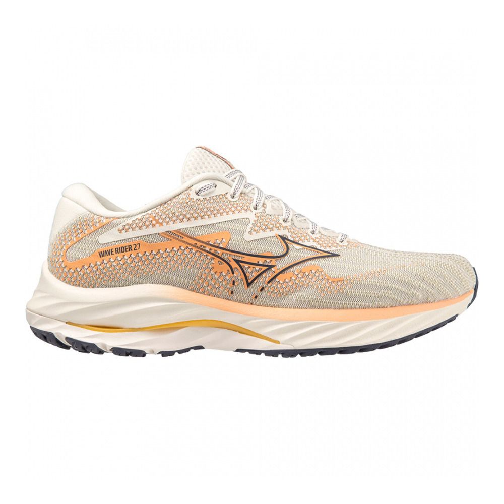 Mizuno WAVE RIDER 27 - Chaussures running Femme snowwhite/nightshadowblue/c.reef