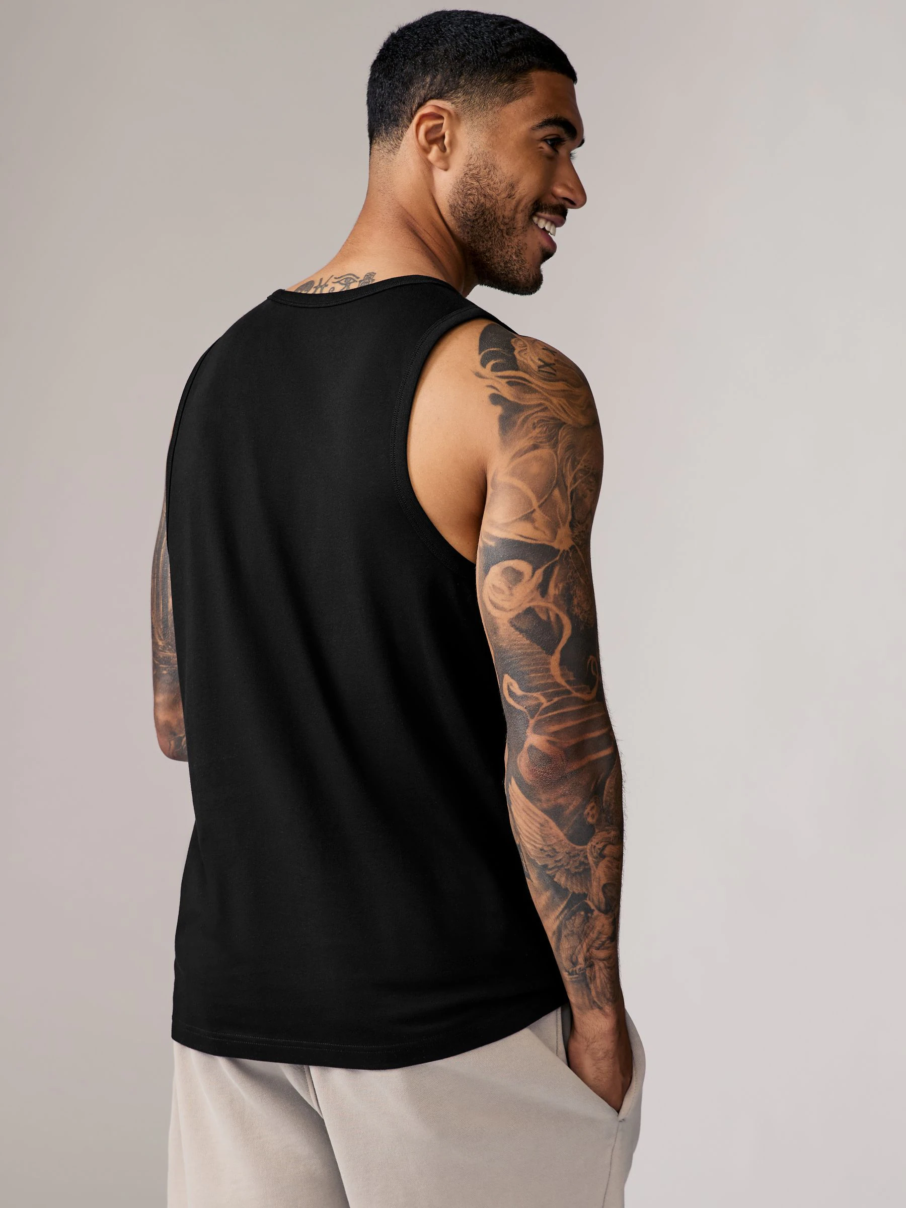 Zwart - 100% Cotton Vests 4 Pack