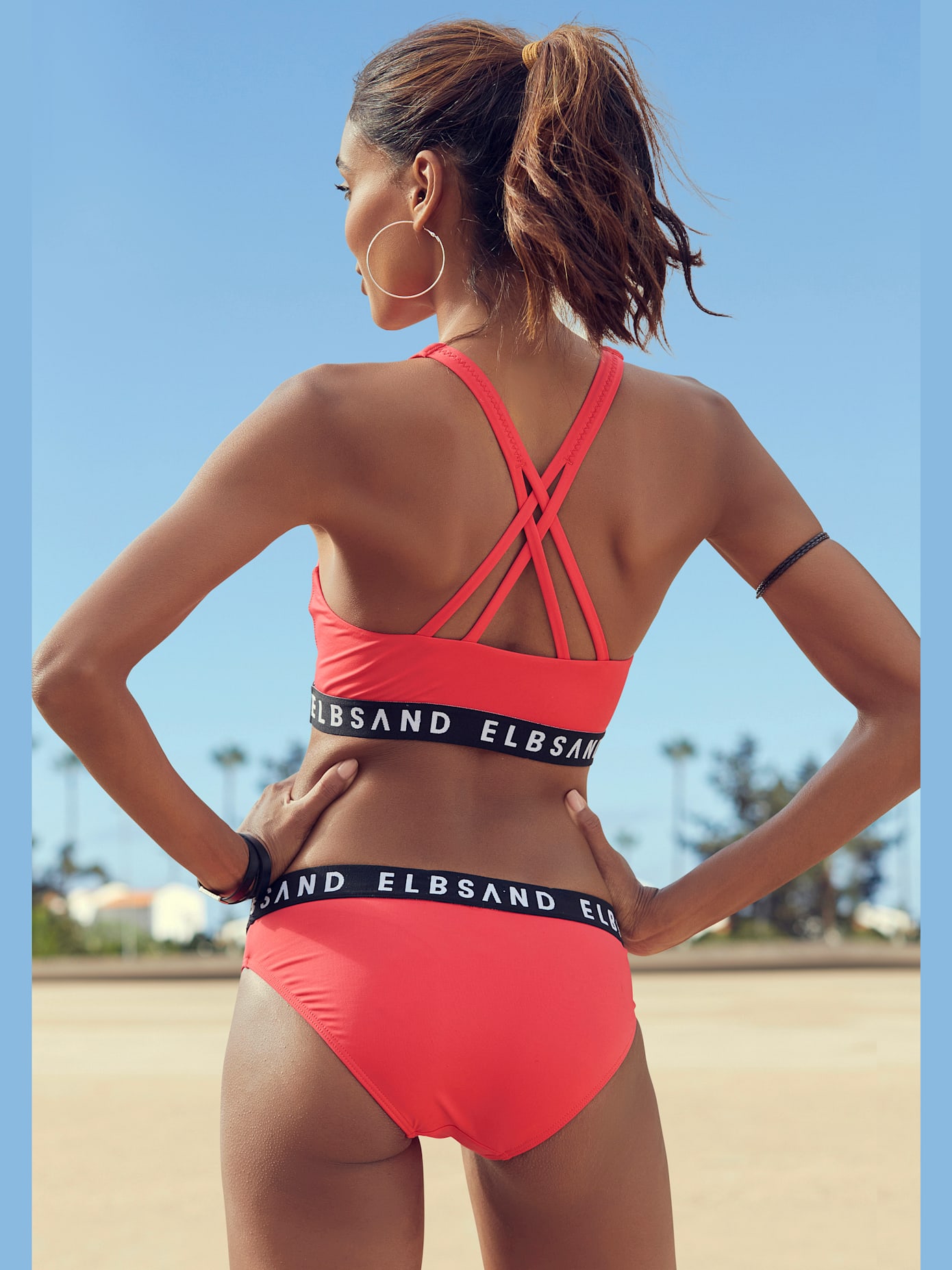 Bikini bustier ruban élastique avec marque inscrite