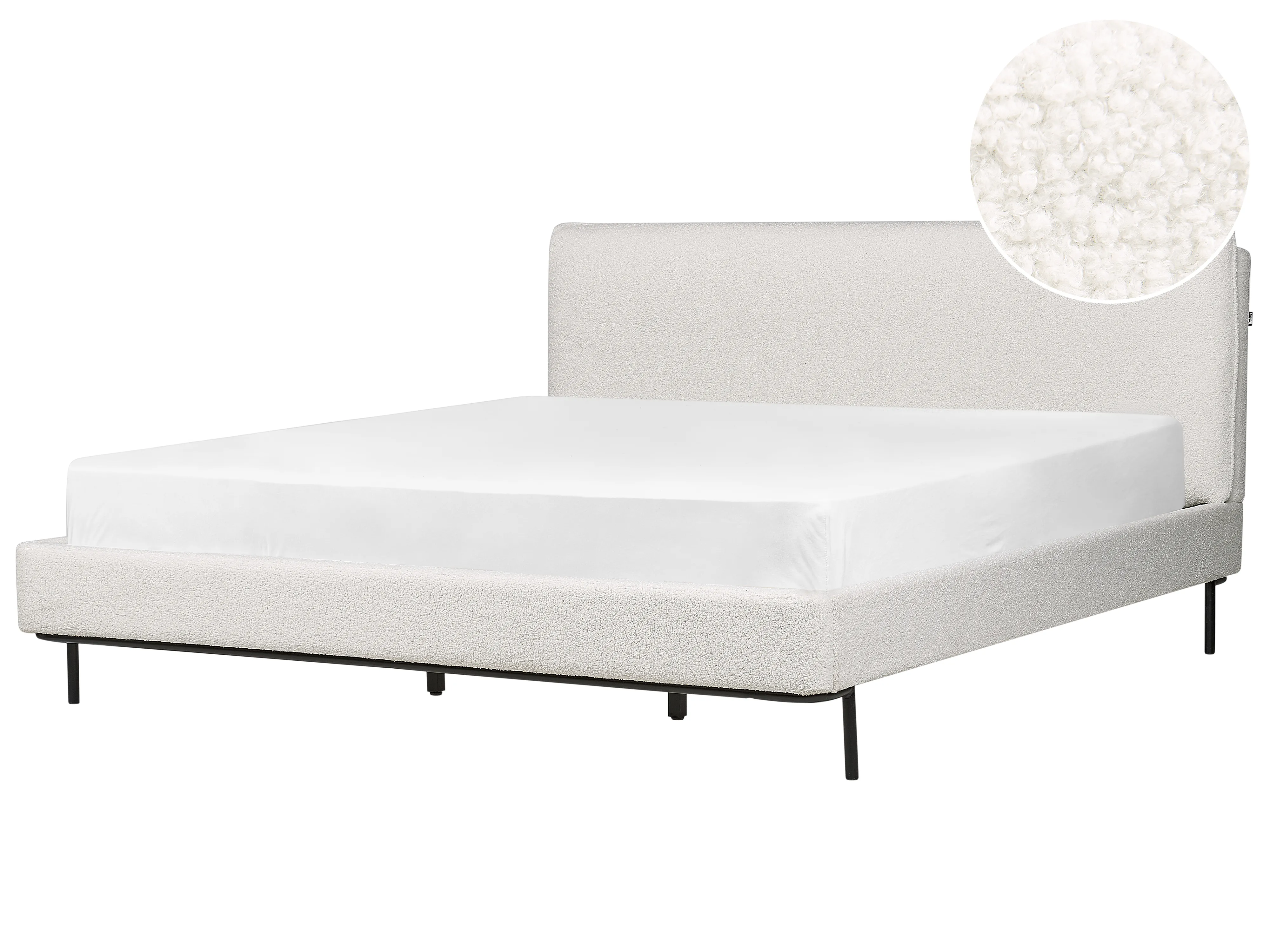Bed Bouclé CORIO 180 x 200 cm Gebroken wit