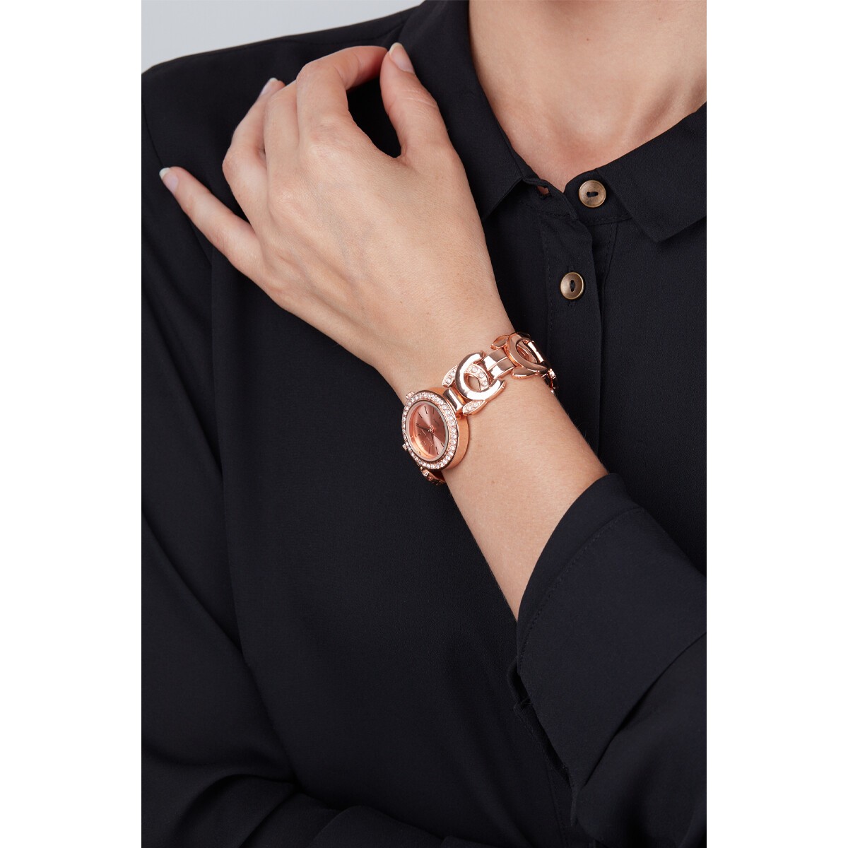Montre à quartz en acier - Doré rose
