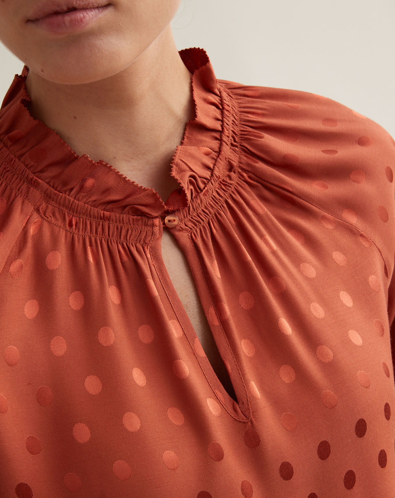 Cyrillus Blouse jacquard à pois rose moyen