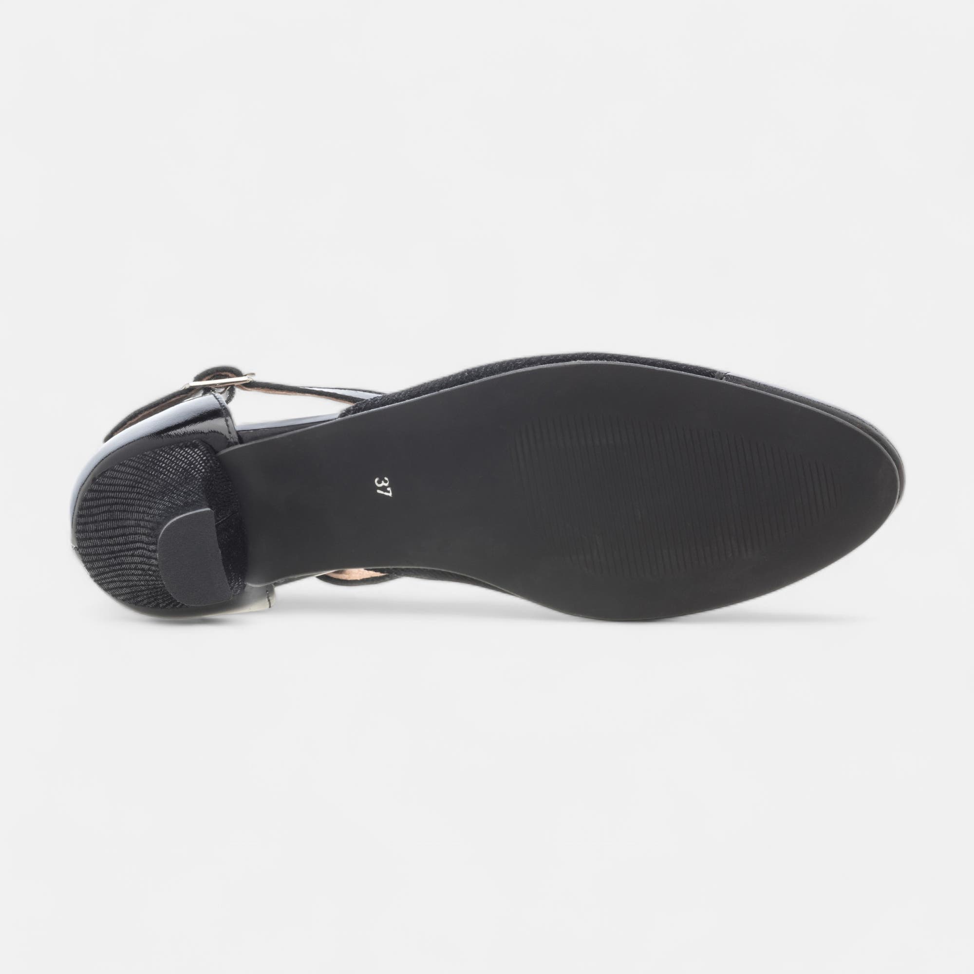 Escarpins quartiers ouverts à talon Femme en cuir noir