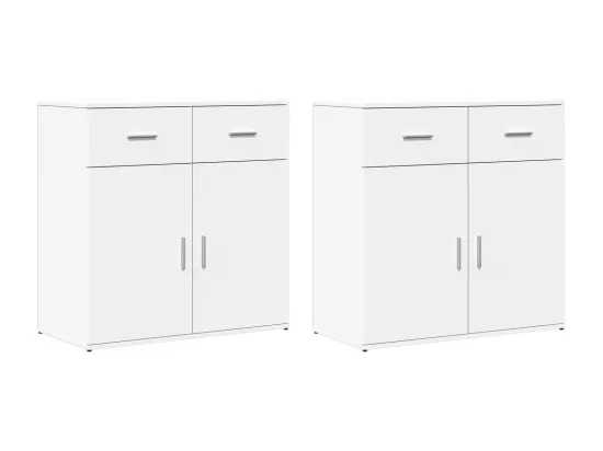 Buffets 2 pcs blanc 79x38x80 cm bois d’ingénierie