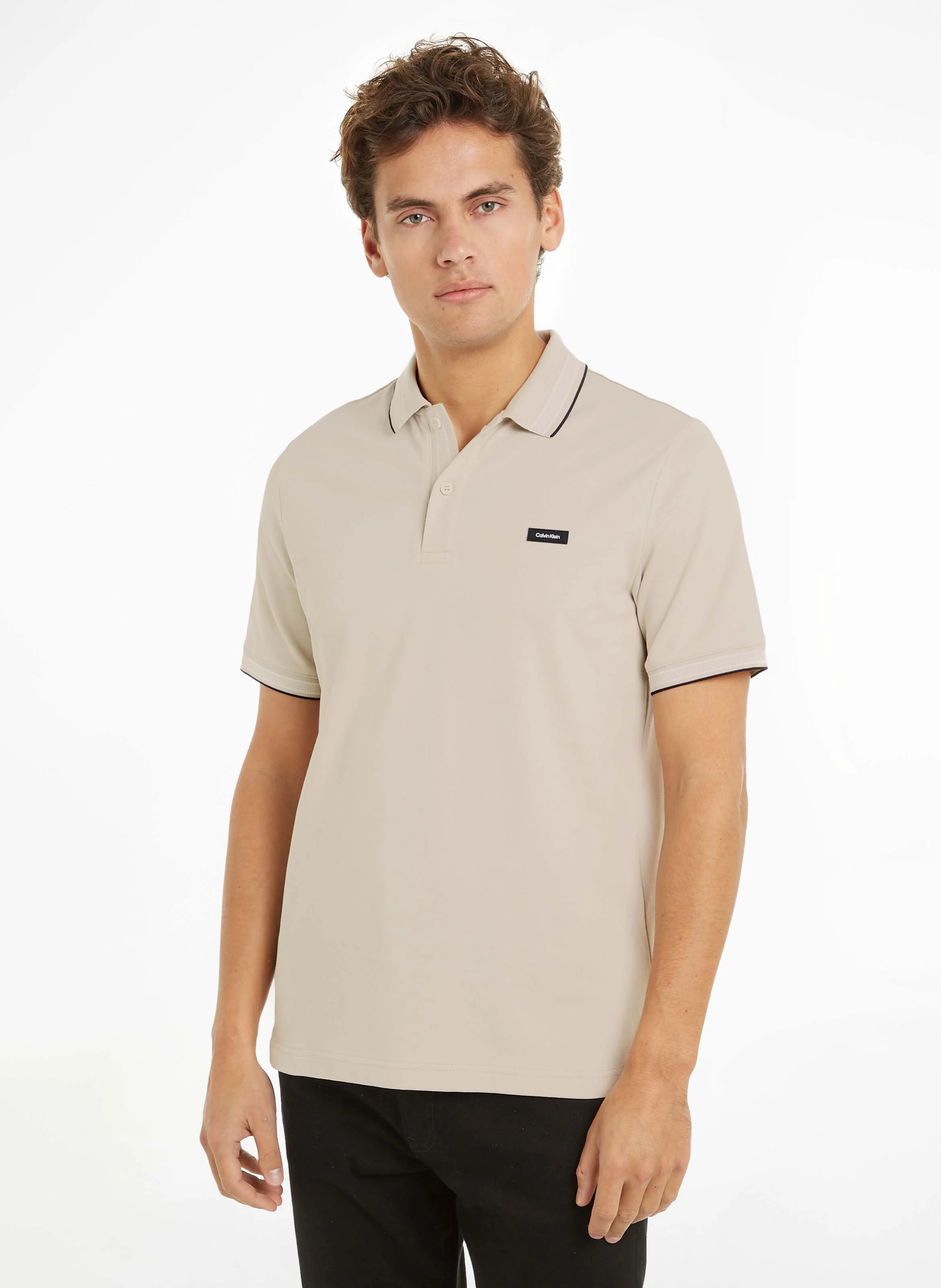 Polo manches courtes regular-fit en coton bio | Beige
