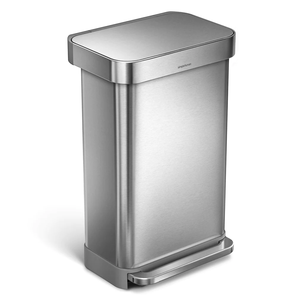 Poubelle rectangulaire à pédale 45L code M inox Simplehuman
