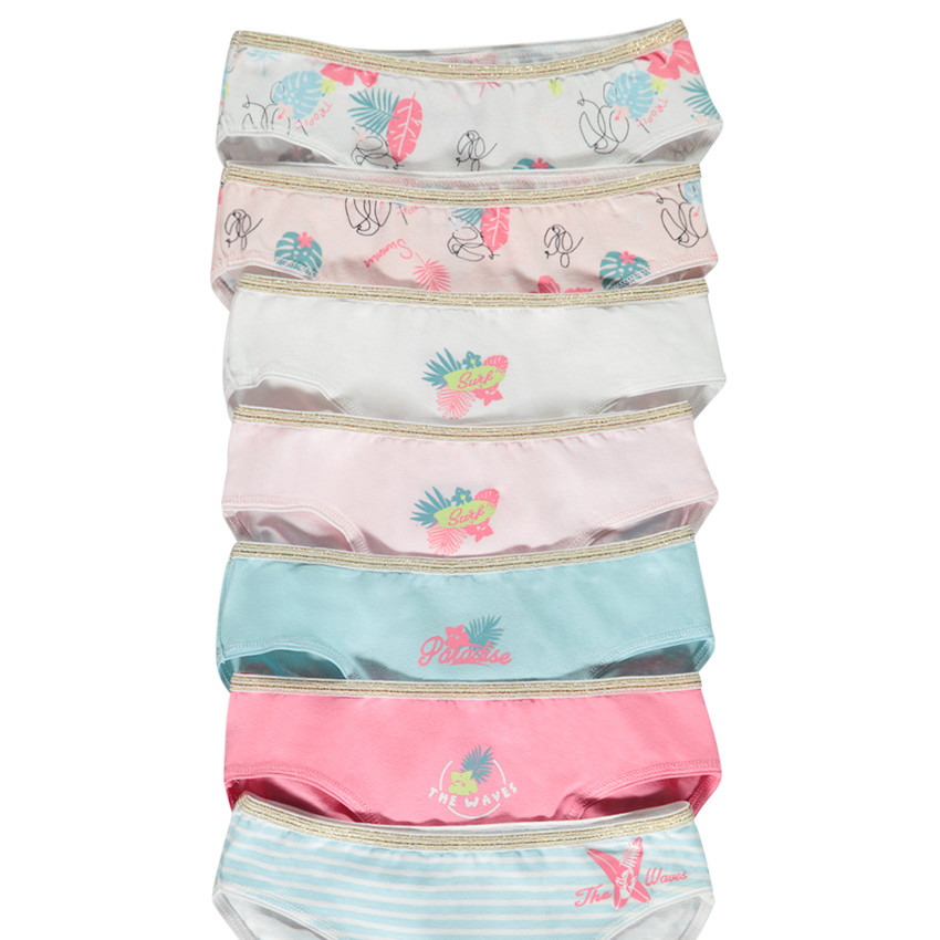 Lot de 7 culottes en jersey imprimé fantaisie pour fille