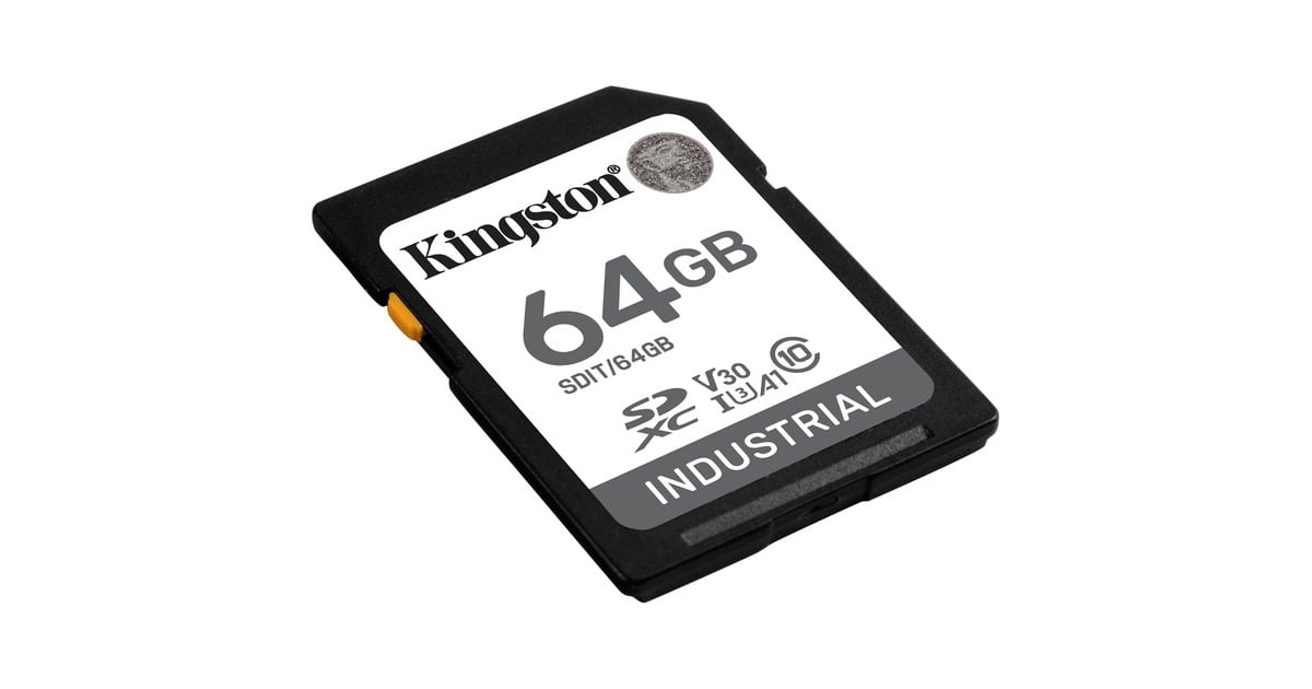 KingstonIndustrial 64 GB SDXC geheugenkaart  (Zwart, UHS-I U3, Class 10, V30, A1)