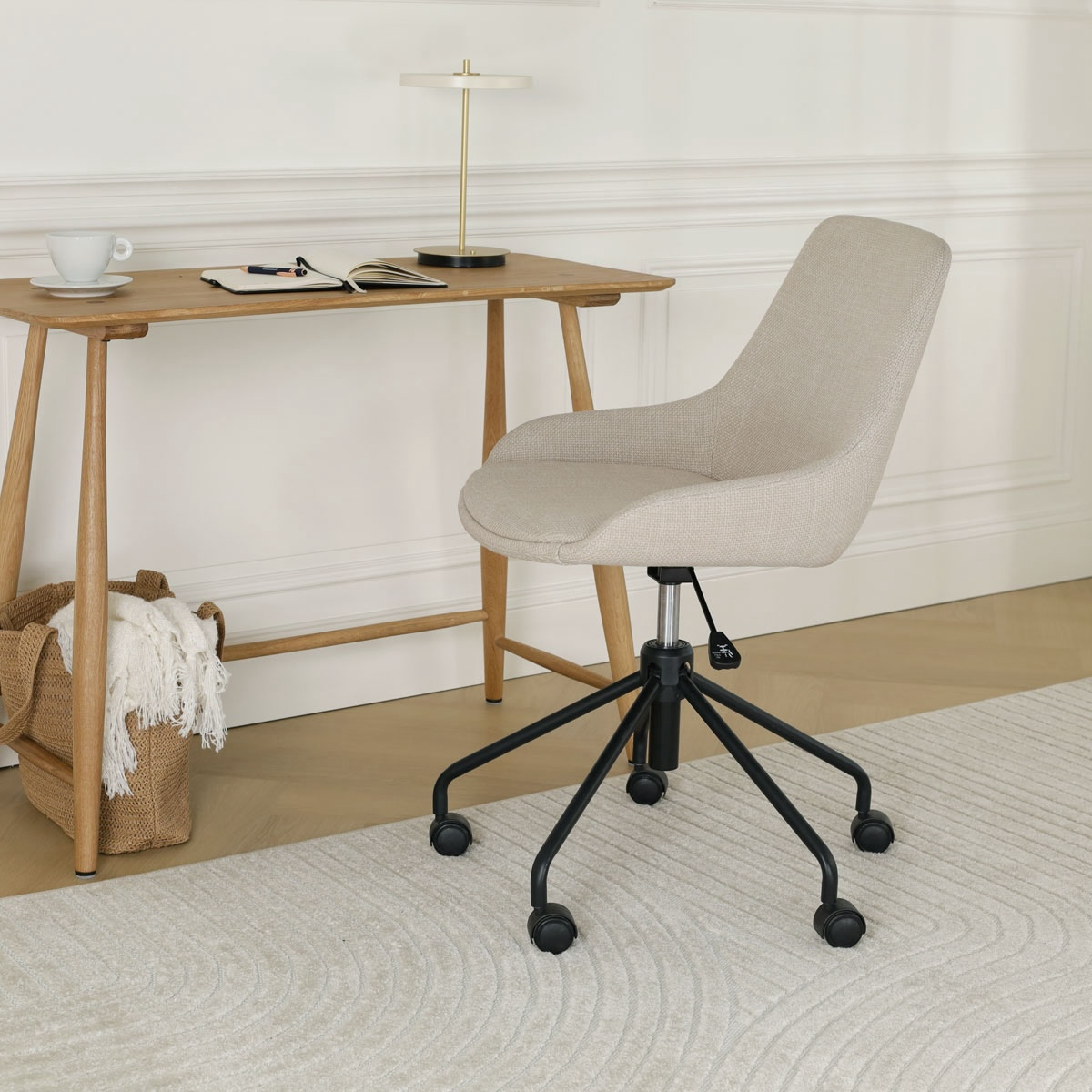 Bureaustoel Nout-Isa beige - zwart onderstel