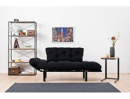 CONCEPT1 - Canapé lit Nitta 2 places noir 155 x 70 x h85