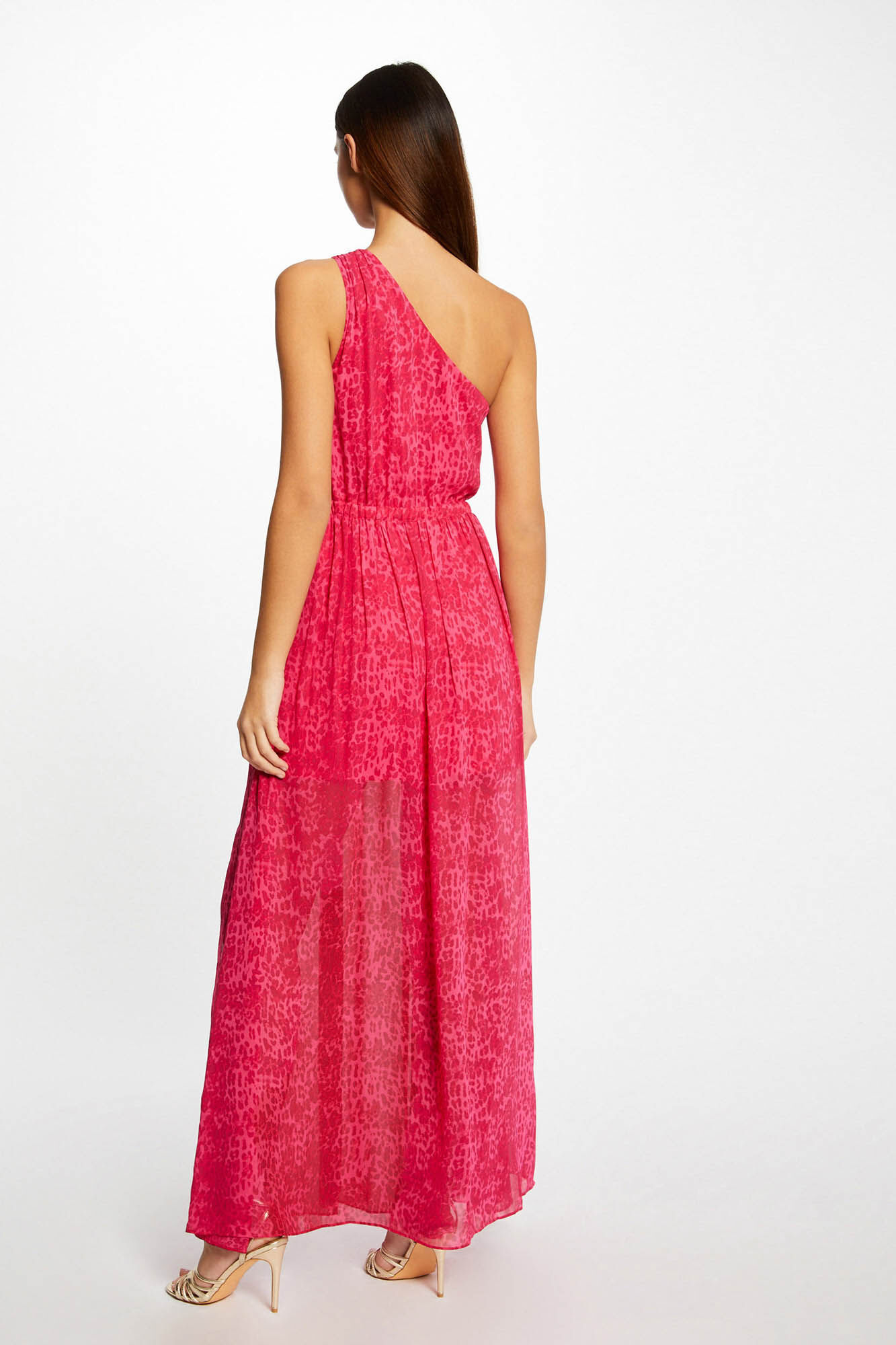 Vestido longo Campbell estampado - Fúcsia