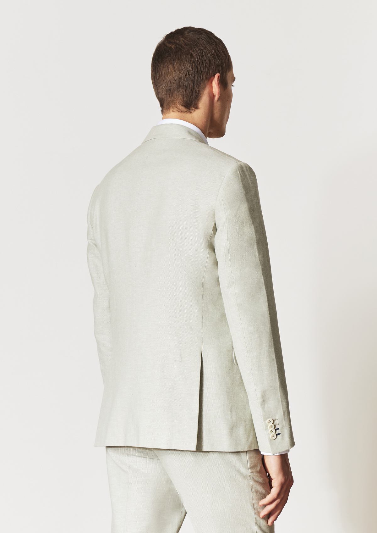 Veste coordonnable Regular en coton et lin mélangés unis vert d'eau