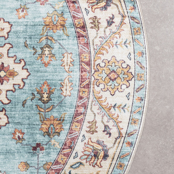 Rond vintage buitenkleed - Santo Medaillon Lichtblauw