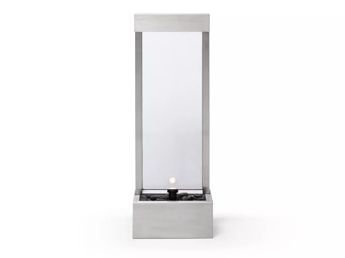 Fontaine d'extérieur en acier inoxydable et verre avec LED - H.108 cm - Argenté - PANGA