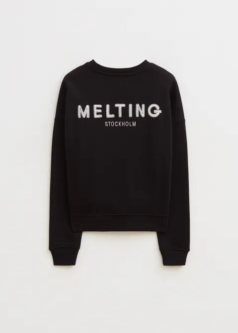 Sweater met merk print zwart (ZWART)
