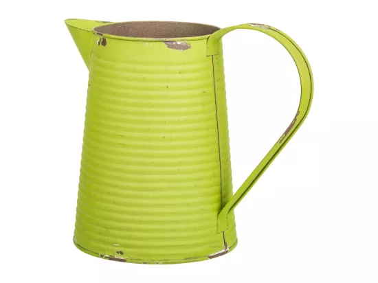 Cruche en métal vert 20xd13x17/18.5h td:10