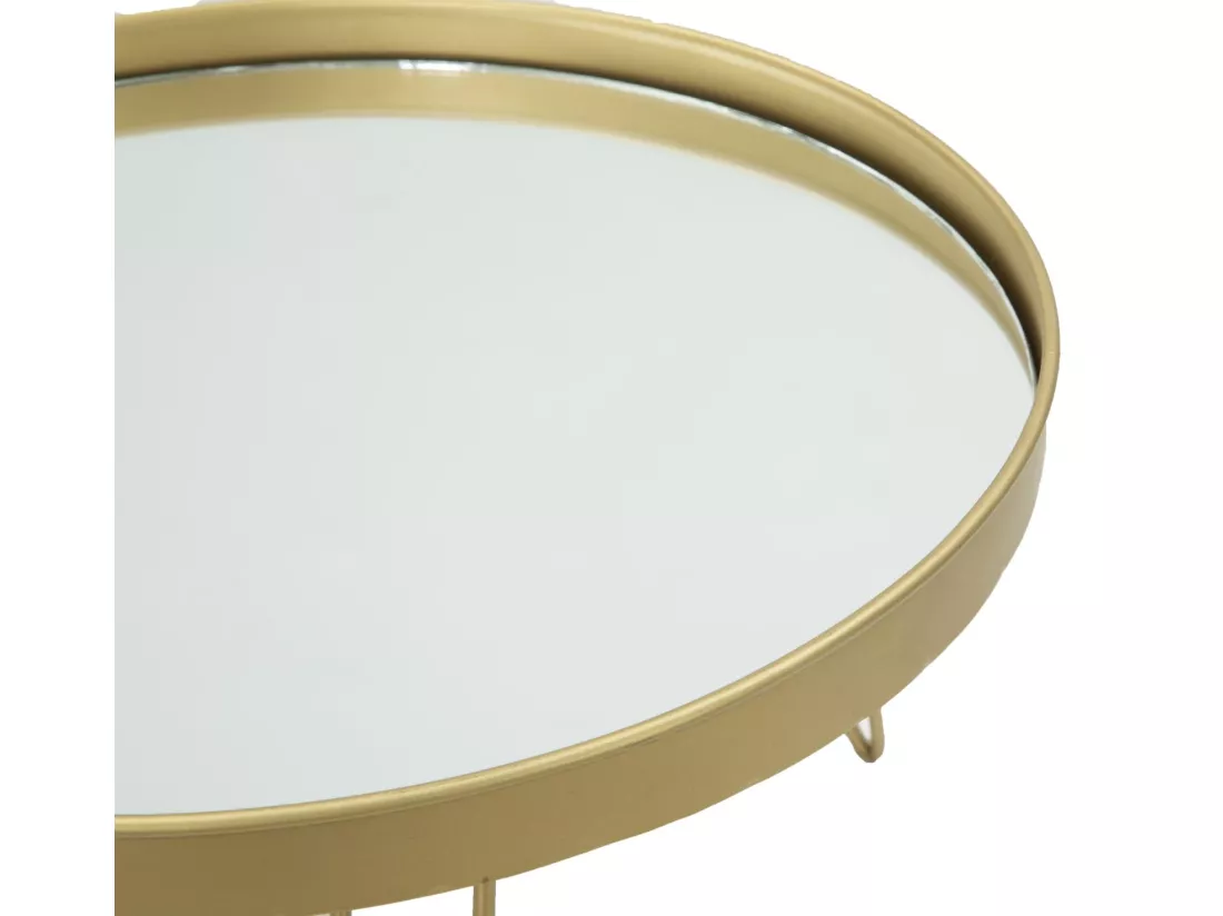 Porte-objet en métal doré avec plateau miroir Ø 36,5x22 cm
