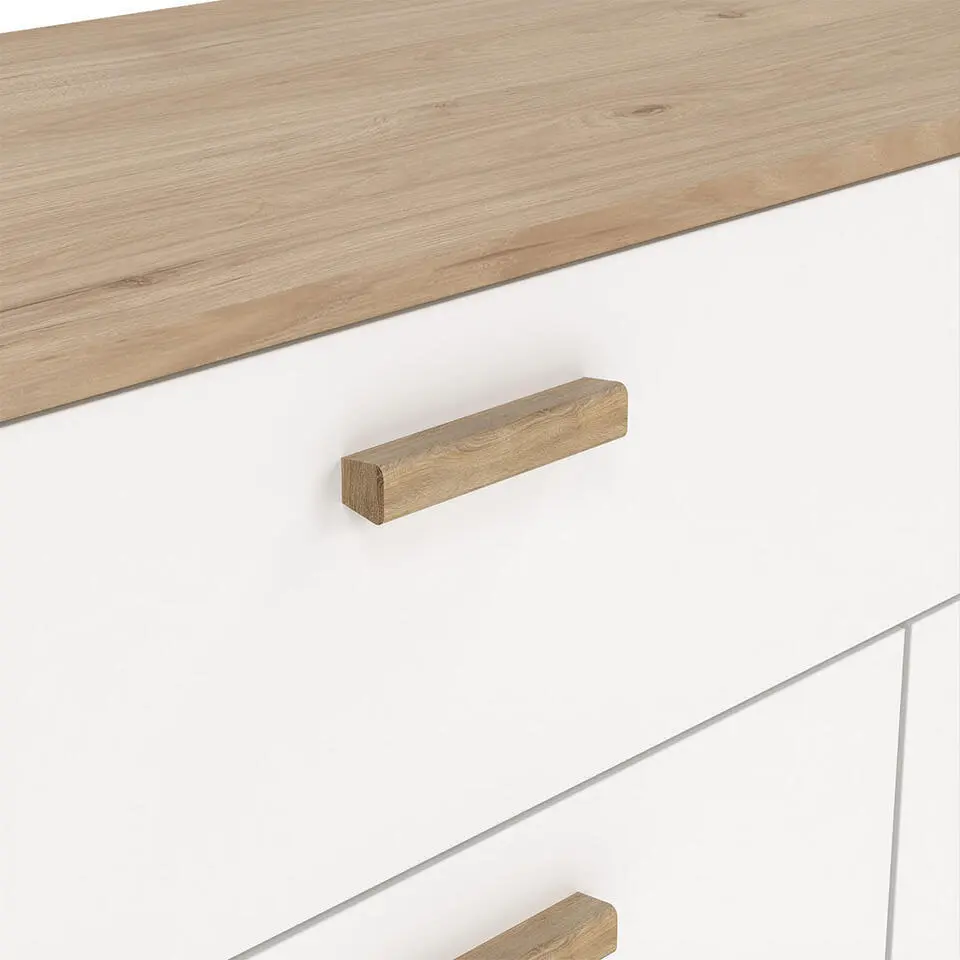 Hioshop Ikast dressoir 4 deuren- 1 lade eiken decor- wit
