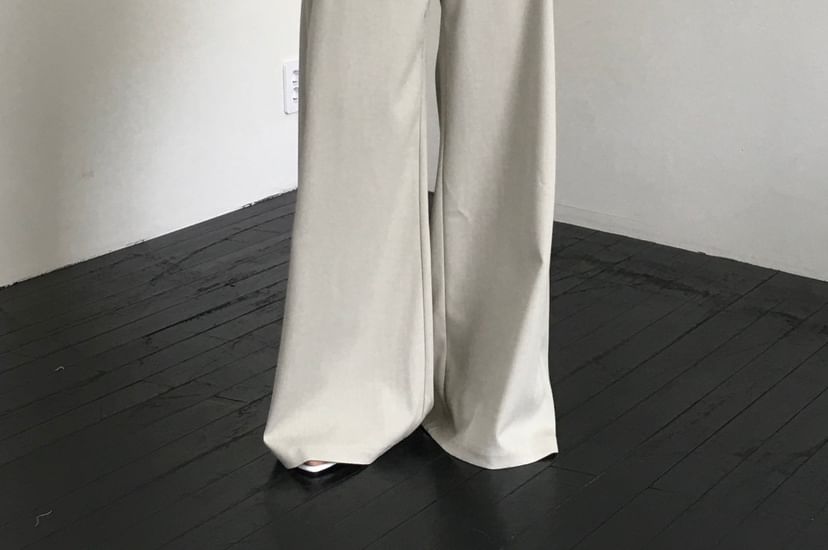 Seoulchic - Monotone broek met hoge taille en wijde pijpen