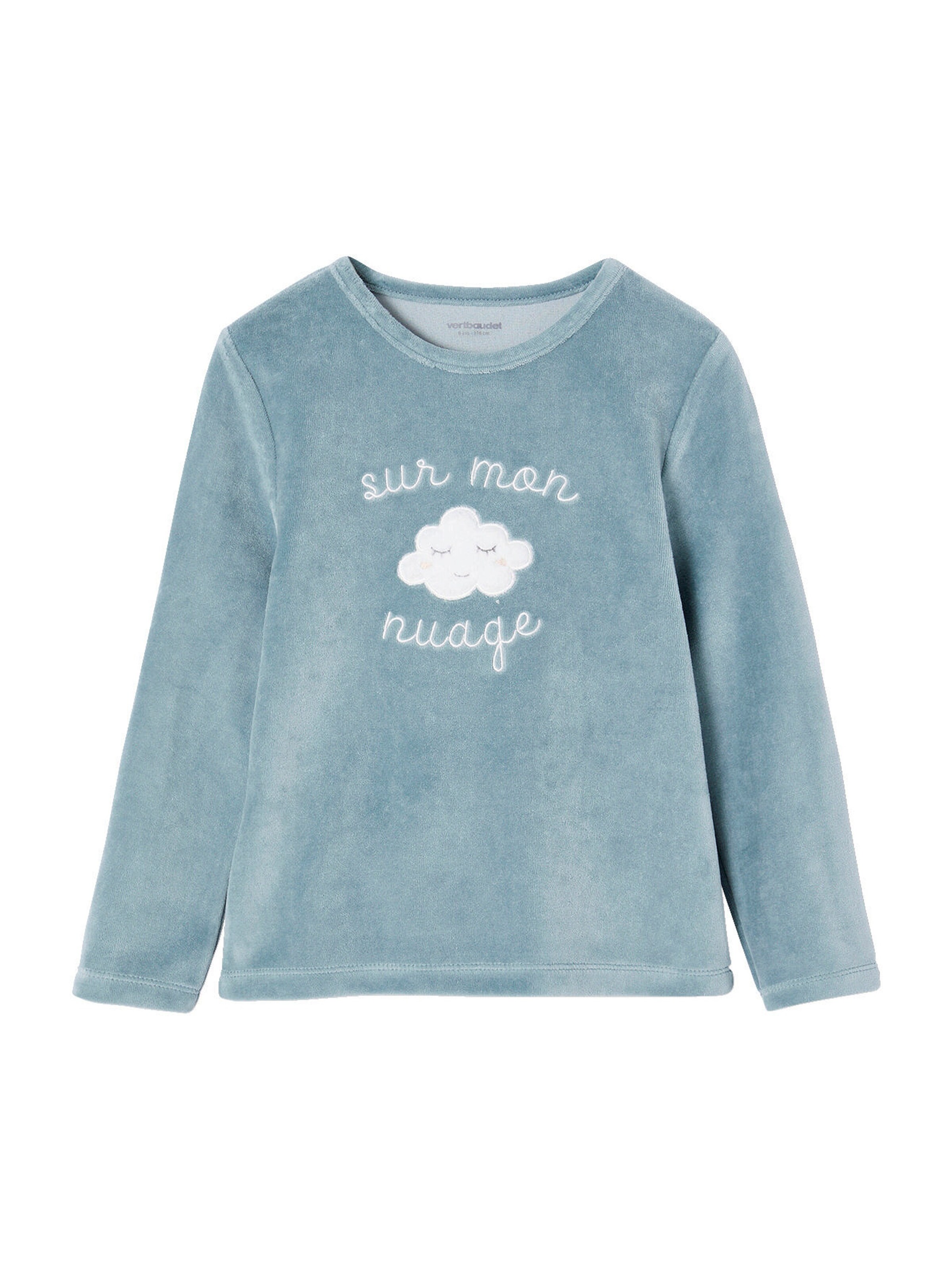 Vertbaudet 2er-Pack Mädchen Samt-Schlafanzüge mit Wolken-Print aqua