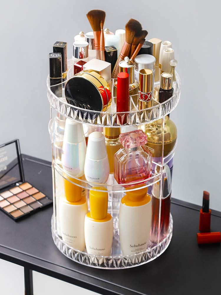 360° Rotierender Acryl Beauty Make Up Organizer Aufbewahrungsbox - Transparent