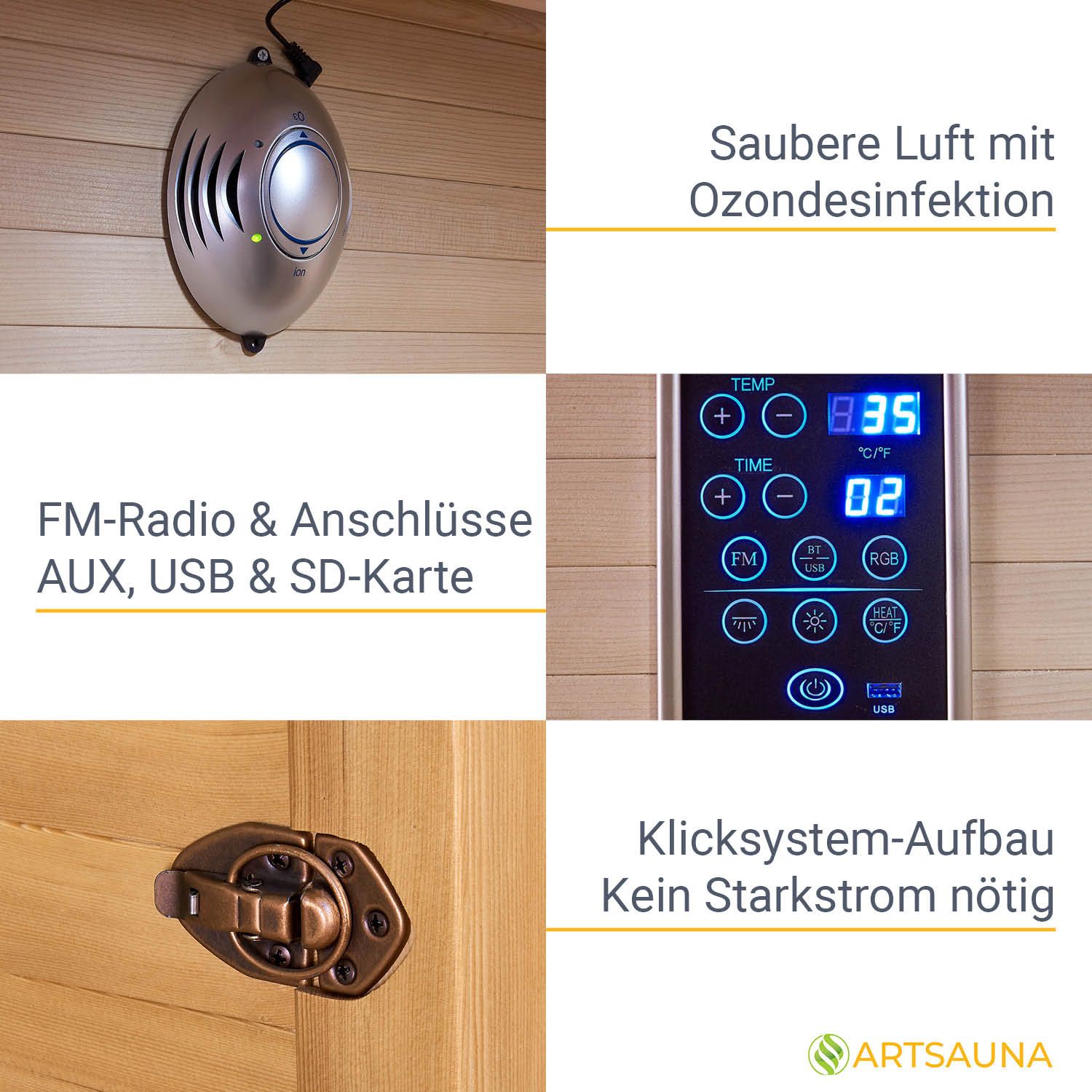 Artsauna Infrarotkabine Nyborg S120V Vollspektrumstrahler & Ambiente LED Beleuchtung – Kabine für 2