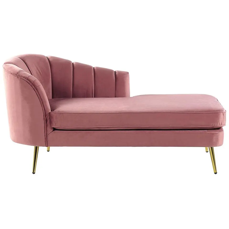 ALLIER - Chaise longue - Roze - Linkerzijde - Fluweel