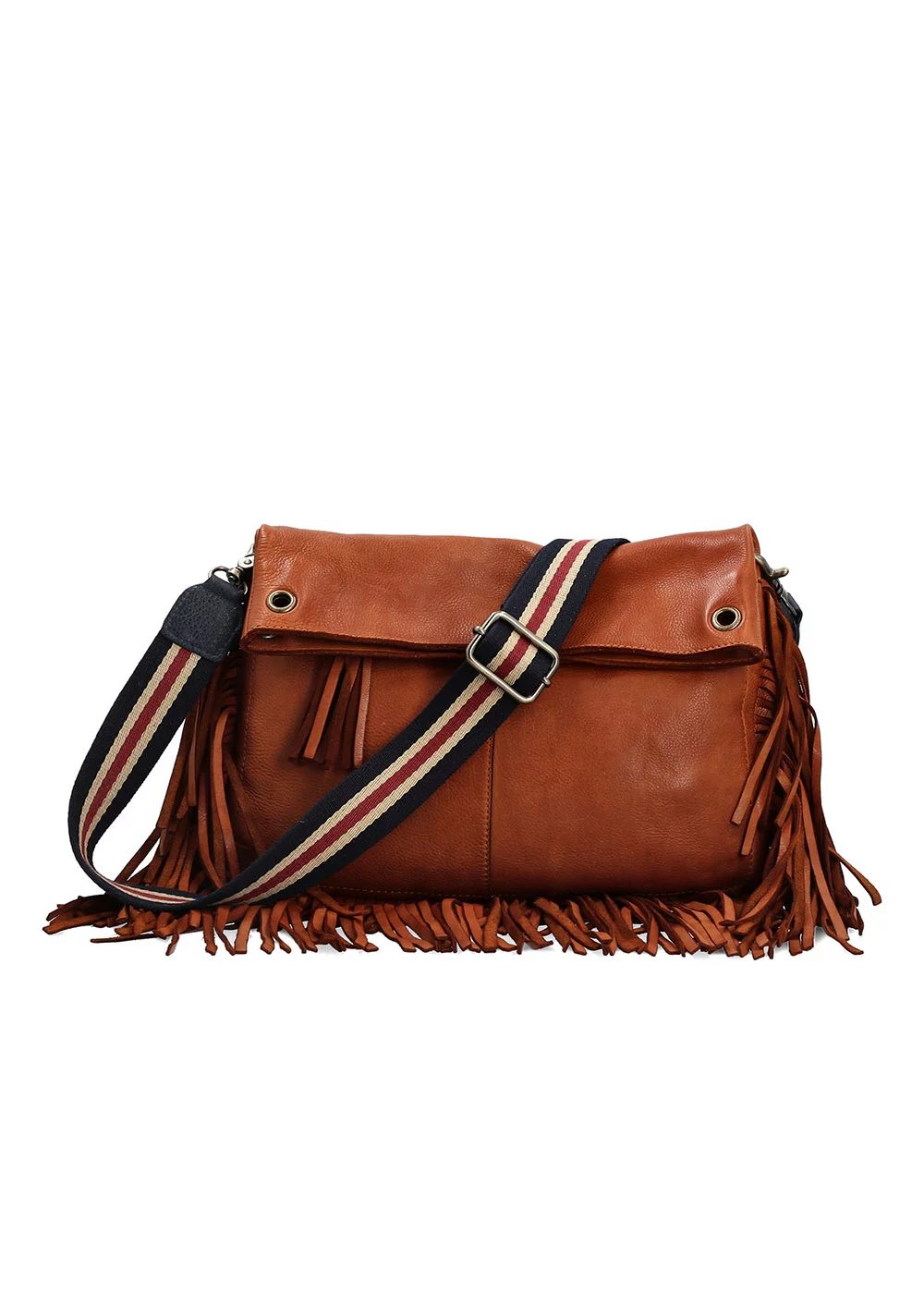 SAC OLIVIA FRANGES CUIR CAMEL