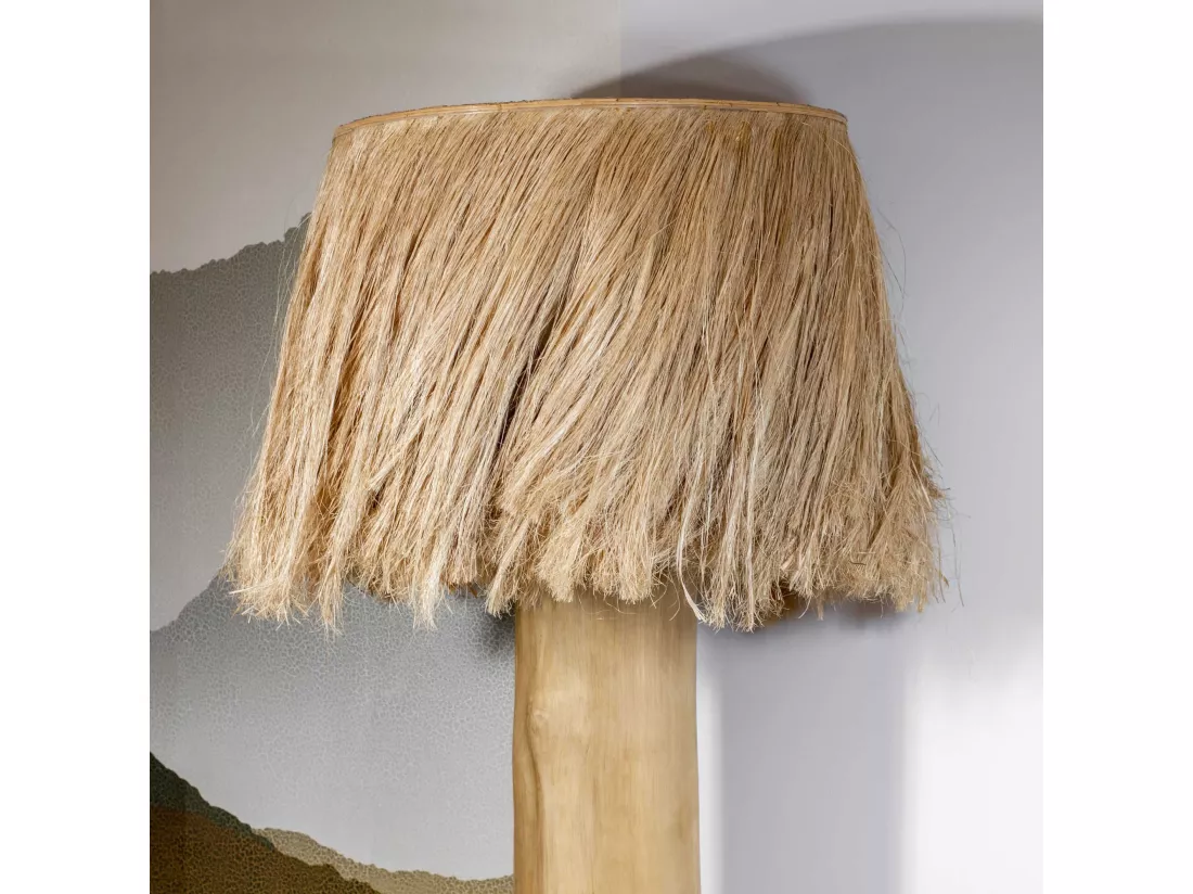 Now's Home - Lampadaire En Bois D'acajou Et Abat Jour Diam60 X 190 Cm Siargao