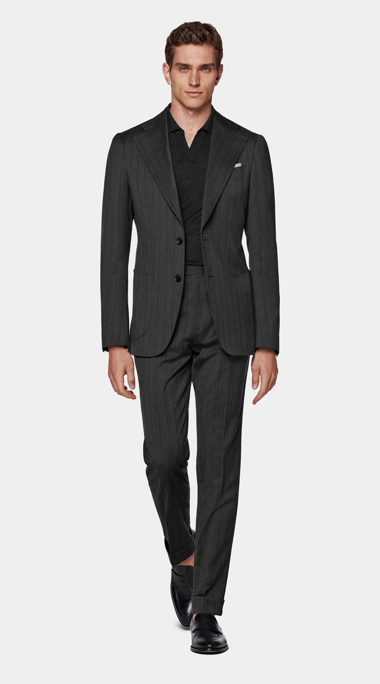 Costume Havana coupe Tailored gris foncé à rayures
