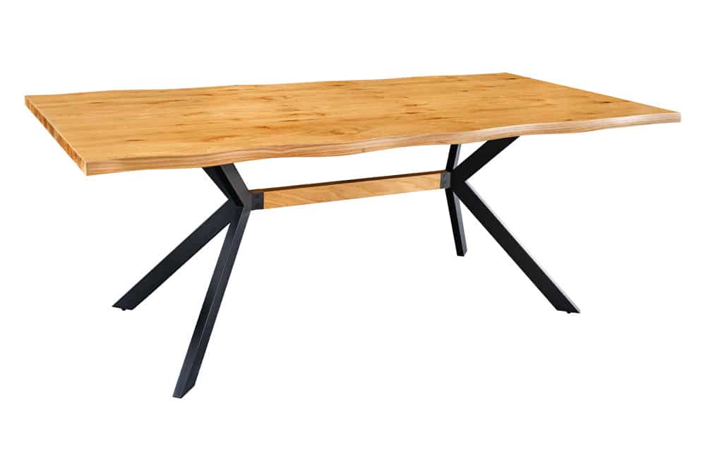 Massiver Esstisch LOFT 200cm natur Eichenholz schwarzes Eisengestell Industrial