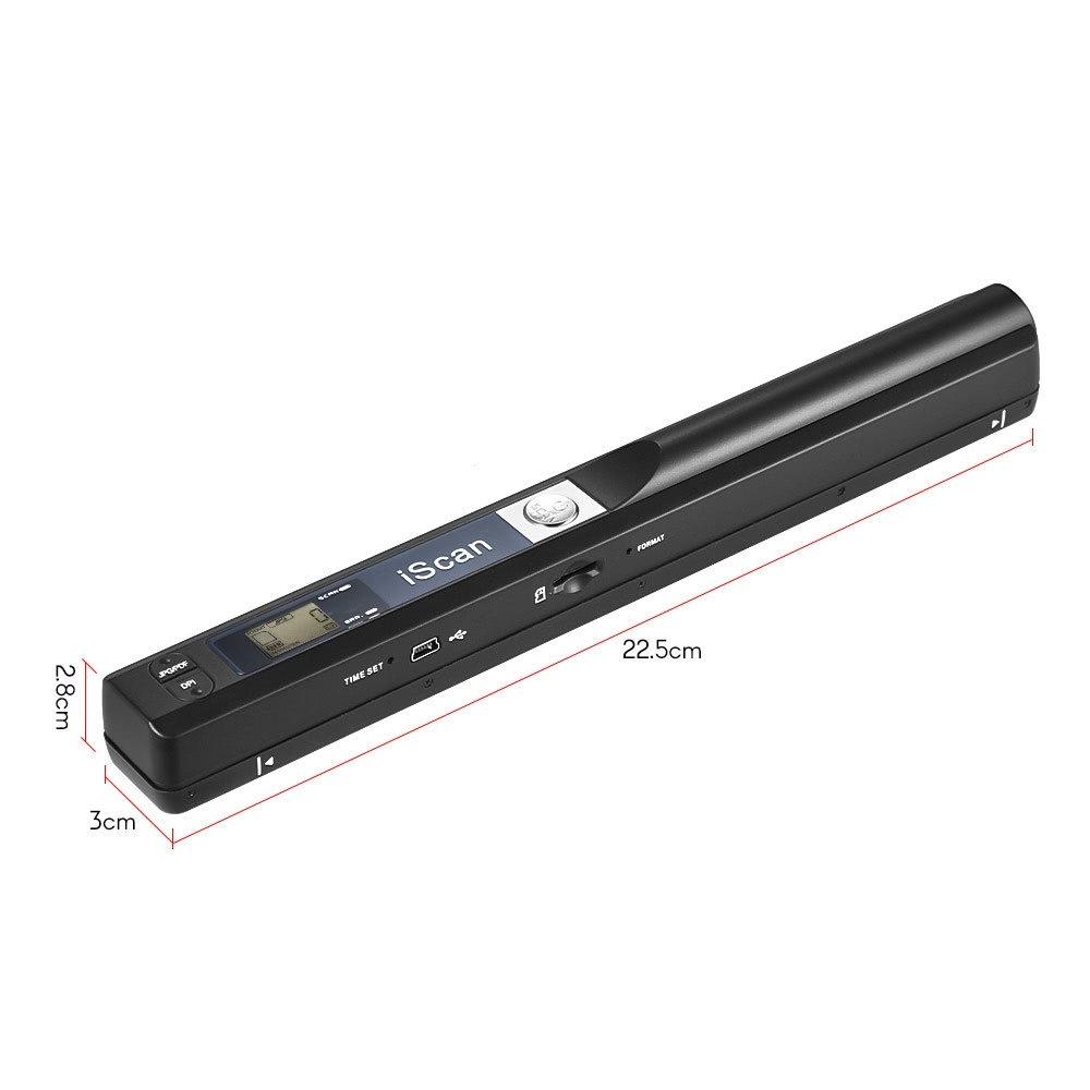 Portabler A4 Handscanner 900DPI Auflösung S/W und Farbe (PDF/JPEG) mit MicroSD Slot   Aufbewahrungstasche - Schwarz