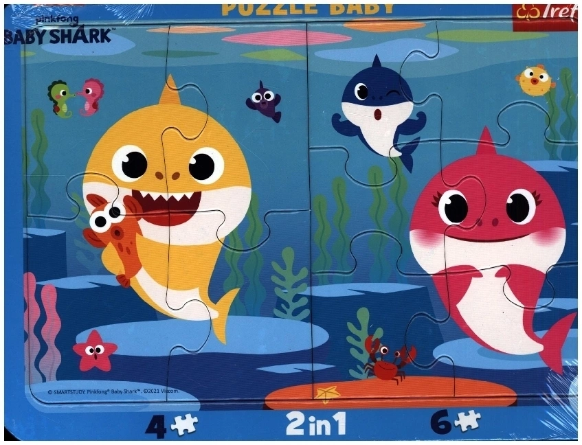 Happy Sharks - 2 in 1 Baby Puzzle 4 + 6 Teile Happy Sharks (Kinderpuzzle)