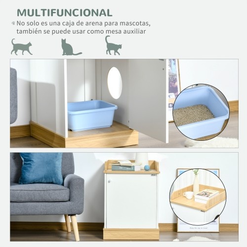Casa de madeira multifuncional para gatos PawHut