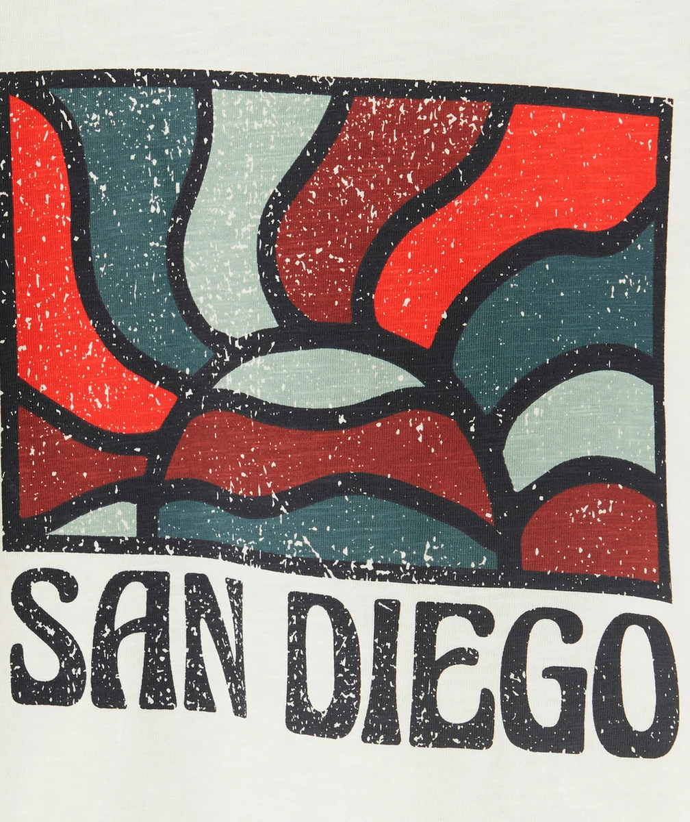 t-shirt manches courtes garçon en coton bio blanc thème san diego
