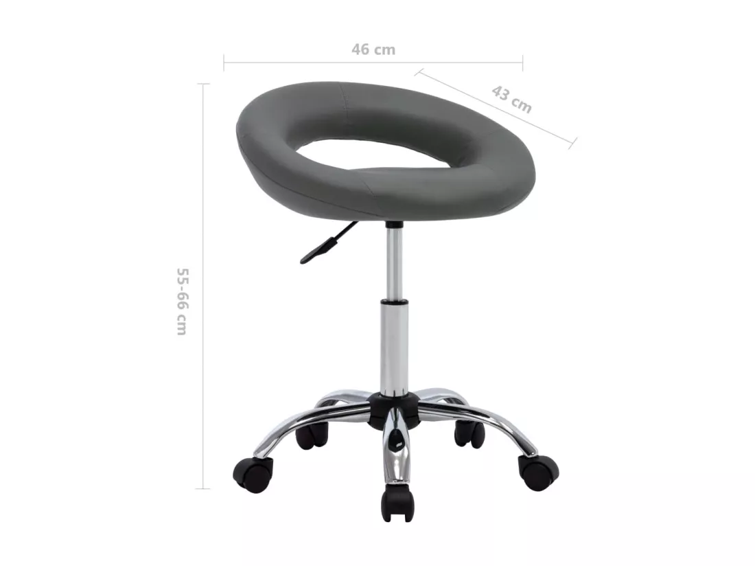 Chaise de travail roulante Gris Similicuir