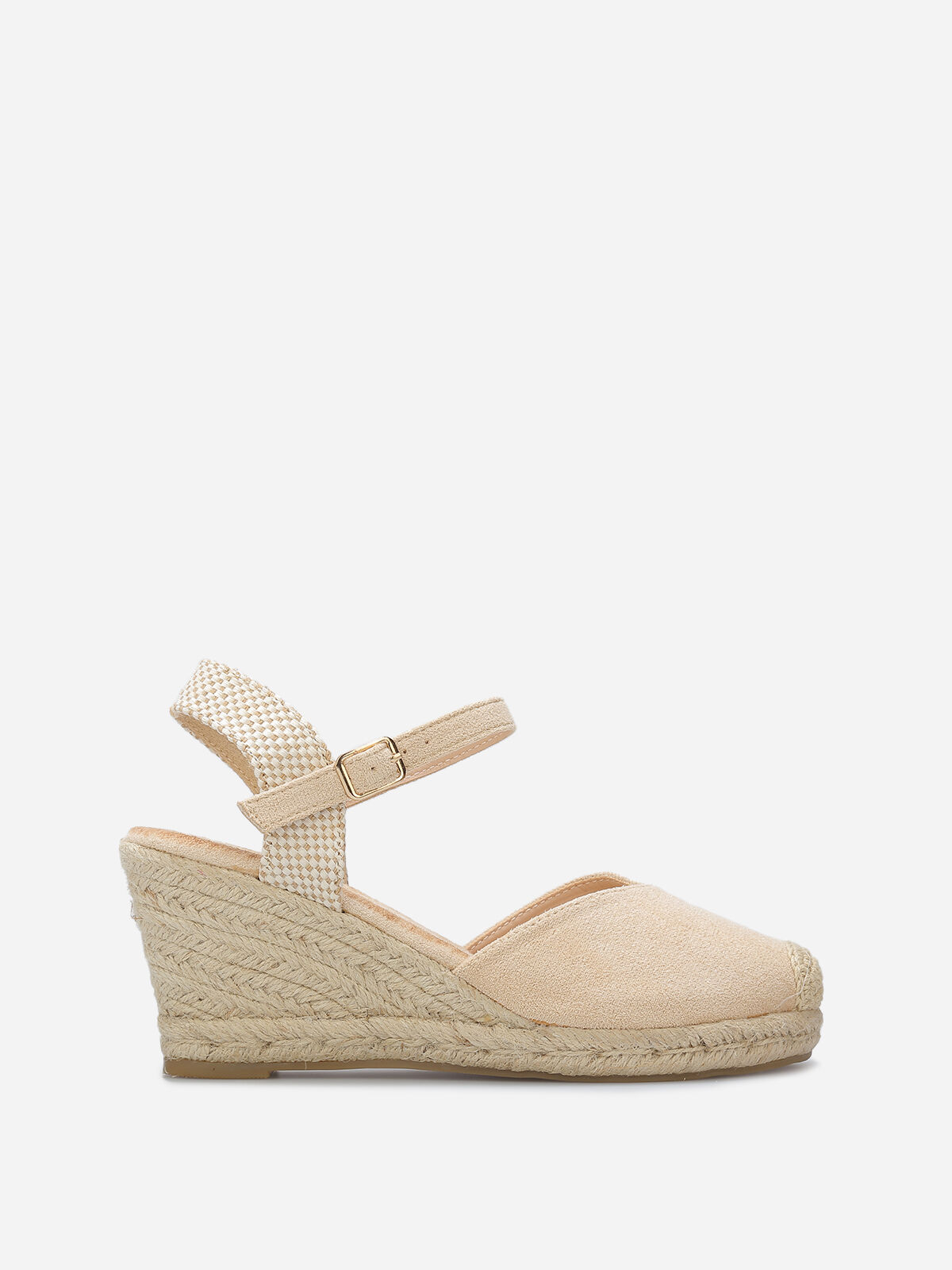 Espadrilles compensées en suédine- Beige